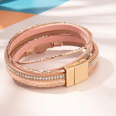 Brazalete envolvente de cuero boho brazalete de piedra de resina joyería bohemia para mujer Foto 1 de 4