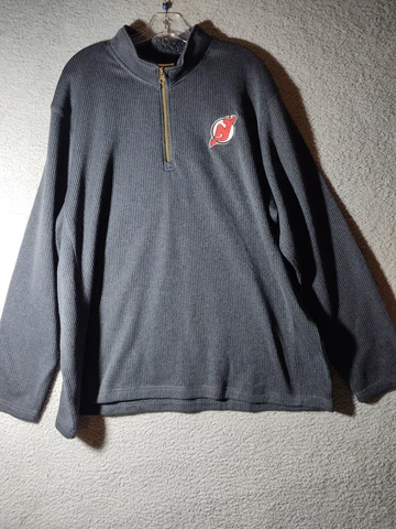 NHL New Jersey Devils Pullover Jersey Sweater Size 2XL Gray Ribbed Cover