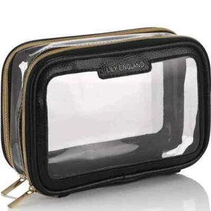Transparente Reise Kosmetiktasche - Schwarz & Gold - Bild 1 von 3