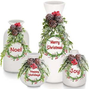 4 Pcs 9" Artificial Christmas Centerpiece Vases Farmhouse Xmas Indoor Holiday - Picture 1 of 7