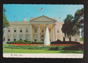 WASHINGTON DC 1976 View of White House Fountain Flowers CONTINENTAL Postcard - Foto 1 di 2