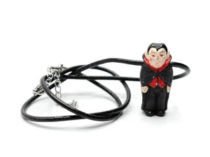 Vampir Kette Halskette Miniblings Halloween Blutsauger Dracula Keramik Leder - Picture 1 of 3