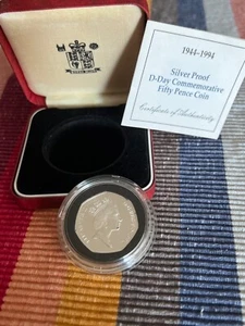 1994 GROSSBRITANNIEN SILBERPROOF DDAY GEDENKMÜNZE 50p MÜNZE QE II - Bild 1 von 2