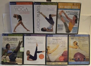 7 NEW Gaiam workout DVD lot Yoga for beginners cardio Pilates abs balanceball - Imagen 1 de 10