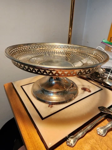 Solid Sterling Silver Pedestal Compote RW&S (Wallace) Pierced candy dish Cover