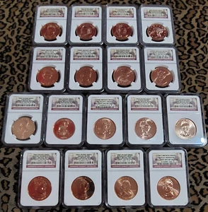 2007-2010 US Mint FIRST SPOUSE Complete 17 Bronze Medal Set NGC GEM UNCIRCULATED - Picture 1 of 2