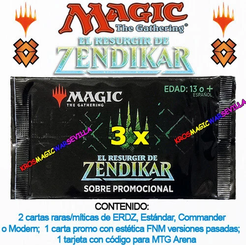 MTG 3 X EL RESURGIR DE ZENDIKAR Sobre promocional  ESPAÑOL SELLADO Regular Pack - Imagen 1 de 1