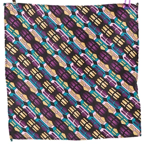 Pocket Square Handkerchief Silk Bold Geometric Purple Pink Turquoise Tan 9.5x10 - Picture 1 of 2