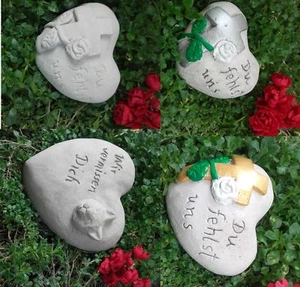 Grabherz mit Spruch Grabschmuck Dekoherz Steinguss Dekoherz Stein Herz  - Bild 1 von 10