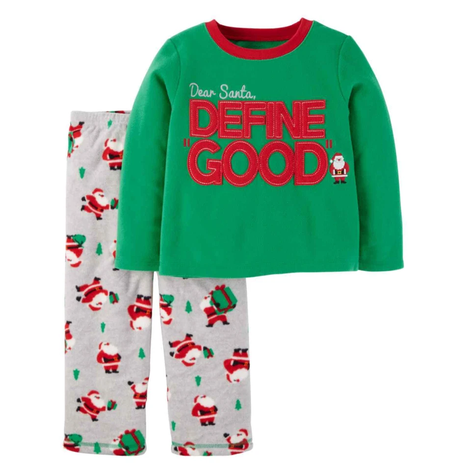 Conjunto de pijamas Carters Infantil Niño Pequeño Verde Polar Santa Define Buen Dormir Foto 1 de 1