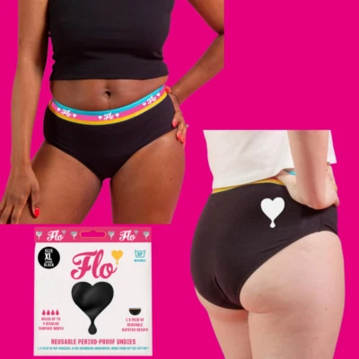 Flo Women’s X-Large Period Menstrual Leak Proof Reusable Underwear Black 1 pack - Image 1 of 4