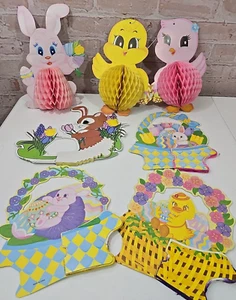 7 carta pasquale 3D decorazione nido d'ape coniglietti antropomorfi pulcini vintage nostalgici - Foto 1 di 13