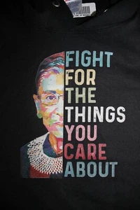 FIGHT FOR THE THINGS YOU CARE ABOUT - Ruth Bader Ginsburg Hoodie Sweatshirt, S, Blk - Bild 1 von 5
