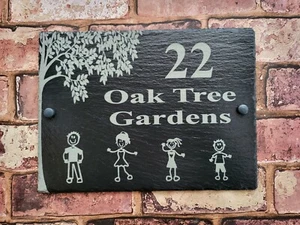 Slate Stick Family 40cm x 20cm House Sign Large Plaque Personalised with fixings - Picture 1 of 12