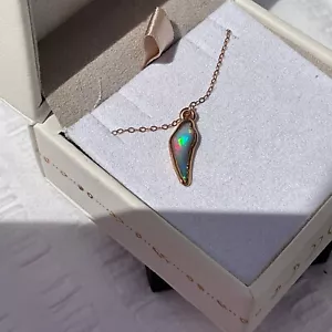 BLACK OPAL 14K Rose Gold Filled PENDANT Necklace 45cm long - Picture 1 of 18