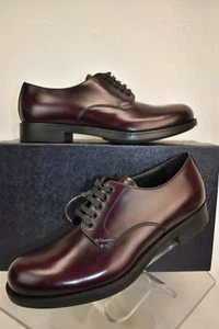 PRADA 2EE212 BURGUNDY CORDOVAN LEATHER LACE CLASSIC DERBY OXFORDS 7 /US 8 ITALY - Picture 1 of 12