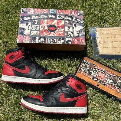 Nike Air Jordan 1 Retro Black Red Bred 1994 1995 VTG OG 1985 Box 95 - Image 1 of 4