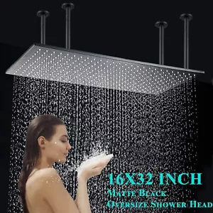 Schwarz Duschkopf 40x80cm Regendusche Kopfbrause Regen Brausekopf Deckenmontage - Bild 1 von 7