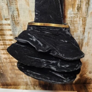 Borsa da polso vintage in velluto nero anni 50 borsa da cocktail sera borsetta con volant - Foto 1 di 7