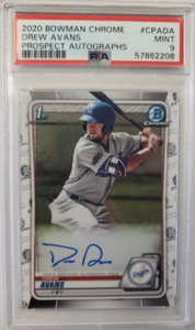 2020 BOWMAN CHROME DREW AVANS PROSPECT AUTOGRAPHS MINT PSA 9 CARD