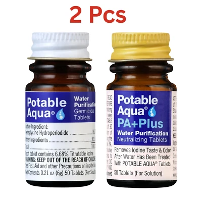 Potable Aqua Water Purification Tablets with PA Plus, Portable and Effective Sol