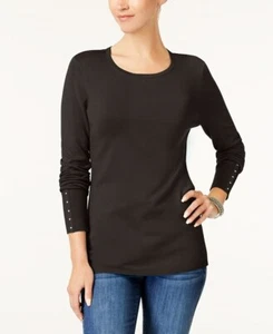 Nuevo suéter suéter para mujer JM Collection negro remache detalle nuevo con etiquetas $49 b0513 - Imagen 1 de 8