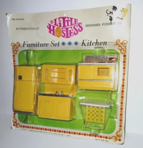 Vintage Marx kleine Gastgeberin Puppenhaus gelb Kunststoff Küchenmöbel neu 1973 - Bild 1 von 7