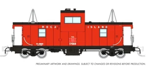 Rapido N Scale ~ New ~ Rock Island ~ Lighted Wide Vision Caboose #17017 ~ 510038 - Picture 1 of 2