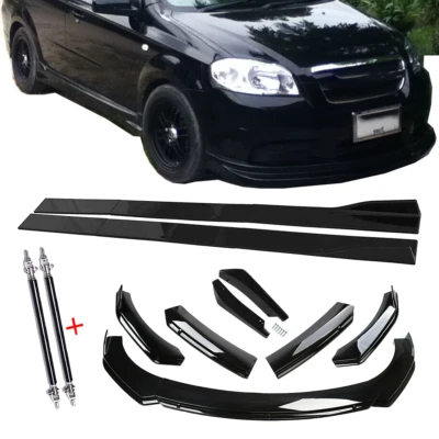 Front Bumper Lip Spoiler Splitter For Chevrolet Aveo Glossy Black Body Kit - Image 1 of 4
