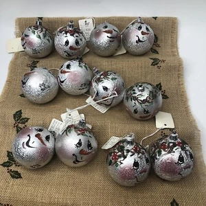 Lote 12 Navidad Muñeco de Nieve Pintado a Mano Bola Adornos Rostros Muñecos de Nieve Vacaciones - Imagen 1 de 18