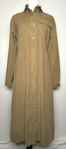 Vintage LL Bean Kleid Größe 8 S/M Cord Knopfleiste Hemd Midi khaki hellbraun Tasche - Bild 1 von 9