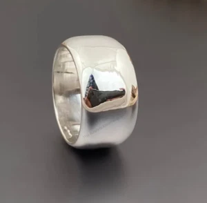 9mm Solid 925 Sterling Silver Band Handmade Statement Band Gift For Men& Women - Picture 1 of 6