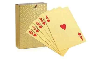 GOLD PLATED POKER CARDS DECK GAME WATERPROOF DURABLE PLASTIC COATED GOLD Ace 1 - Picture 1 of 12