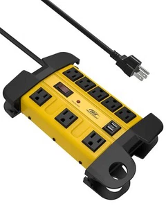 8 salidas + 2 puertos USB, tira de alimentación protectora contra sobretensiones de alta resistencia, cable 1350J y 6 pies - Imagen 1 de 6