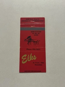 Cubierta de libro de cerillas Elks BPOE 1886 Oceanlake Lincoln City Oregon 338 - Imagen 1 de 1