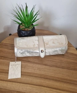 LAURA ASHLEY Florin Textured Silver Jewellery Roll Travel Bag Organiser NEW BWNT - Picture 1 of 12