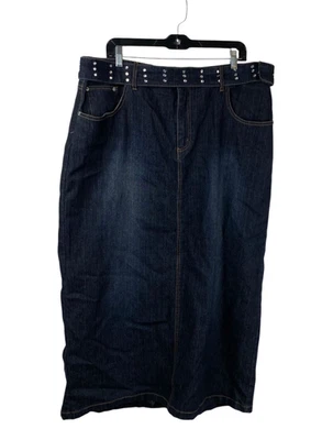 Falda Denim Zoey Beth Para Mujer Azul Talla 3X Lavado Oscuro Maxi Boho Cottage Country Foto 1 de 4