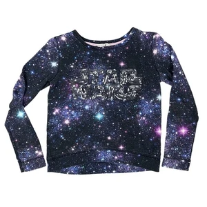 H&M Star Wars Girls Sweatshirt 10 12 Sequin Pullover Crewneck Space Long Sleeve - Picture 1 of 10