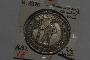 🧭 🇩🇪 GERMANY BRAUNS-CA-HAN. 2/3 THALER 1692 RARE HIGH GRADE B86 WO16 - Picture 1 of 4