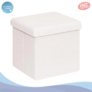 Kleine Ottomane mit Stauraum - 15" Teddy Samt klappbare Fußstütze Hocker - Bild 1 von 8