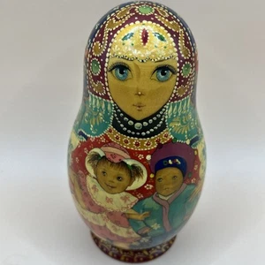 Vintage Russian Matryoshka 5 Piece Nesting Dolls Hand Painted Signed-6 in tall - Picture 1 of 13