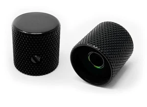 Black Flat-Top Fine Knurled Barrel Knobs compatible with Fender Telecaster Gu... - Picture 1 of 2