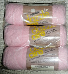3 Vtg Caron Baby Dazzle Aire Lt Pink H2270 Yarn Skeins - Picture 1 of 3