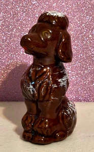 Vintage Redware Ceramic Brown and White POODLE Decorative Figure Japan 3" - Picture 1 of 6