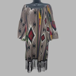 Southwestern Strick Etuikleid M Mini Glockenärmel Western Azteken Küste Cowboy - Bild 1 von 11