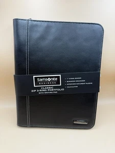 Samsonite Black Pebbled Faux Leather Portfolio Notepad Organizer 12” x 10” - Picture 1 of 6