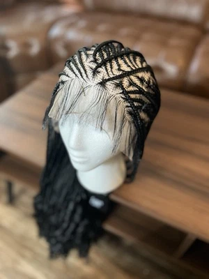 Ghana Cornrow Box Braided Wig 30inch Lace Wig and Glueless Wig Pre Plucked - Image 1 of 4