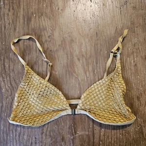 Sexy y Elegante Top de Bikini Dorado Silencio y Ruido Anthropologie Malla Solo Mediano. - Imagen 1 de 7
