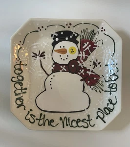 Expressly Yours Christmas Collection - Schneemann quadratischer Teller 10" - Bild 1 von 3