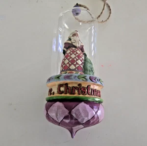 Jim Shore Designs 2008 gewölbter Weihnachtsmann im Glas WEIHNACHTEN hängende Ornament - Bild 1 von 3